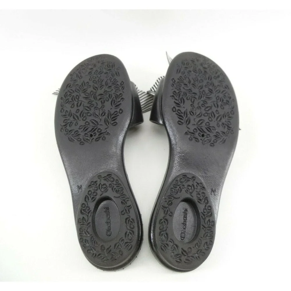 OKA B Okabashi Black Licorice Sandals Slides Rubber with Bow SZ‎ M 6.5-7.5 US